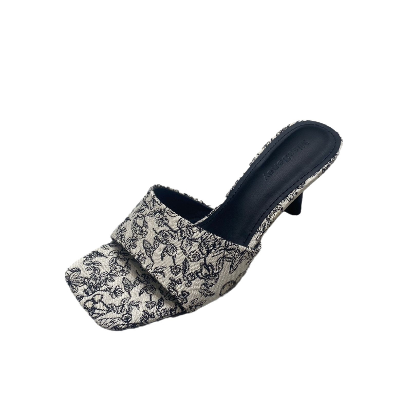 Дамски PU обувки с открит пръст и квадратен нос, PU подплата, каучукова подметка, стил Leisure, марка 111111