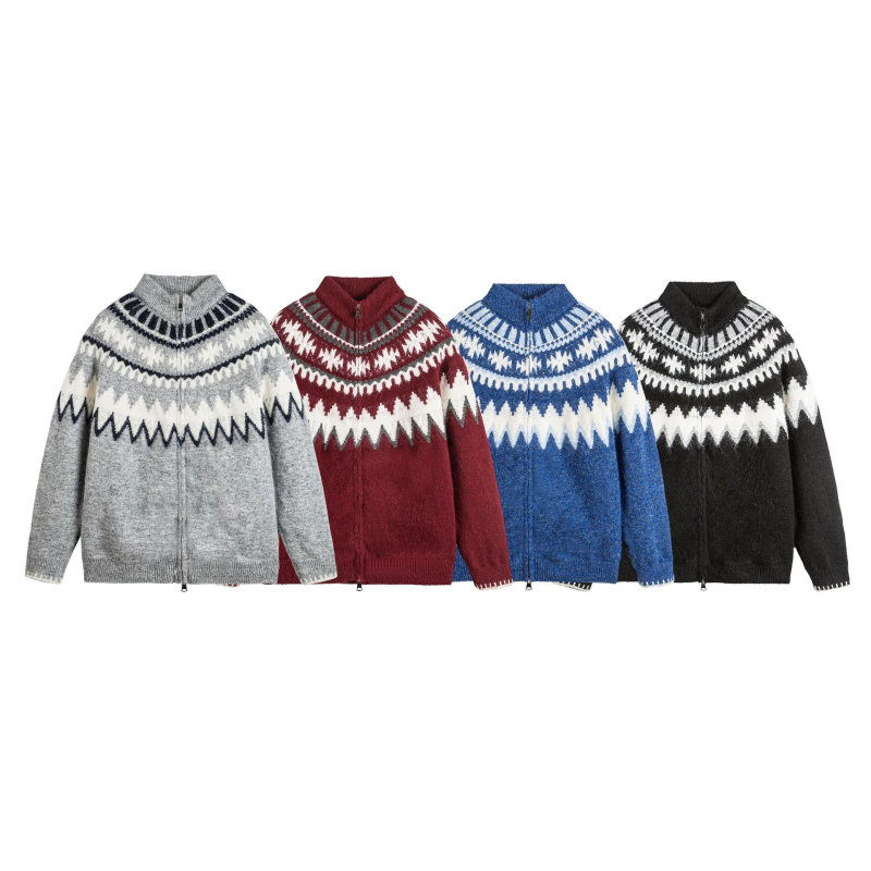 Kardigan od pletenog – Fair Isle dizajn, slobodan kroj, okrugli ovratnik, dugi rukavi, poliester tkanina