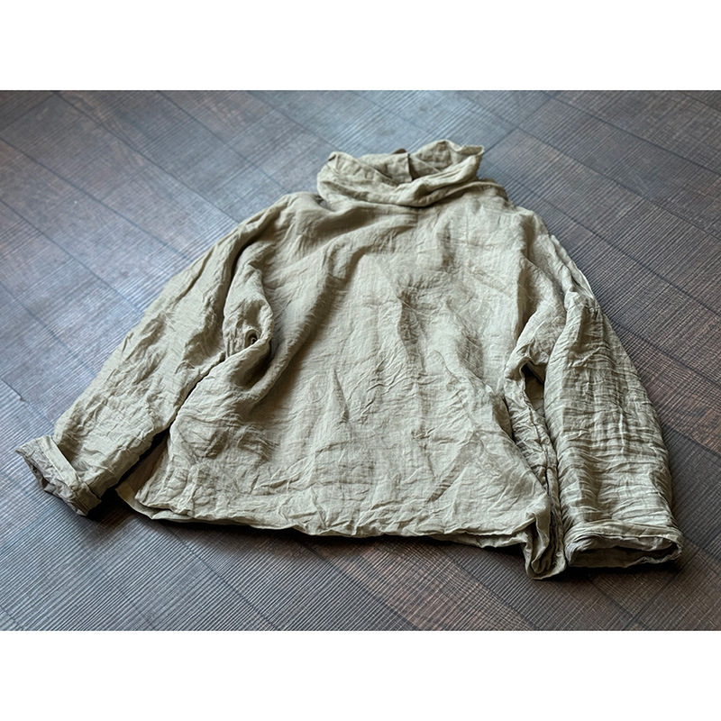 Košeľa z ramie s vysokým golierom a dlhými rukávmi — jeseň 2024, literárne retro čínsky štýl