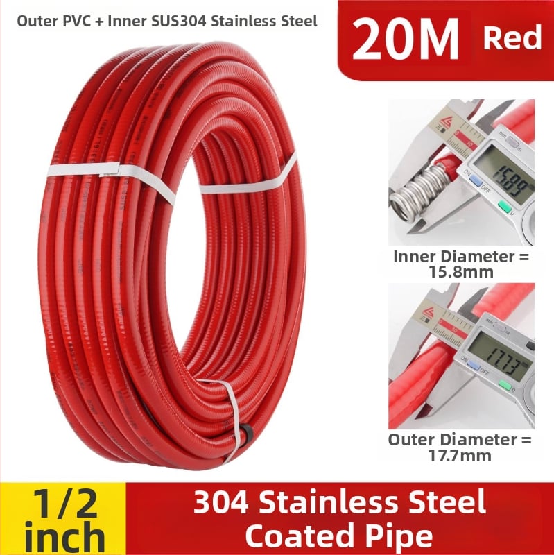 Ανοξείδωτος σωλήνας 304 κυματοειδούς τύπου για ζεστό/κρύο νερό (εγκατάσταση σε σπείρα) — 1.6 MPa, -20…200°C, Lingxuan