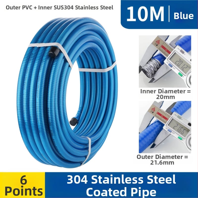 Ανοξείδωτος σωλήνας 304 κυματοειδούς τύπου για ζεστό/κρύο νερό (εγκατάσταση σε σπείρα) — 1.6 MPa, -20…200°C, Lingxuan