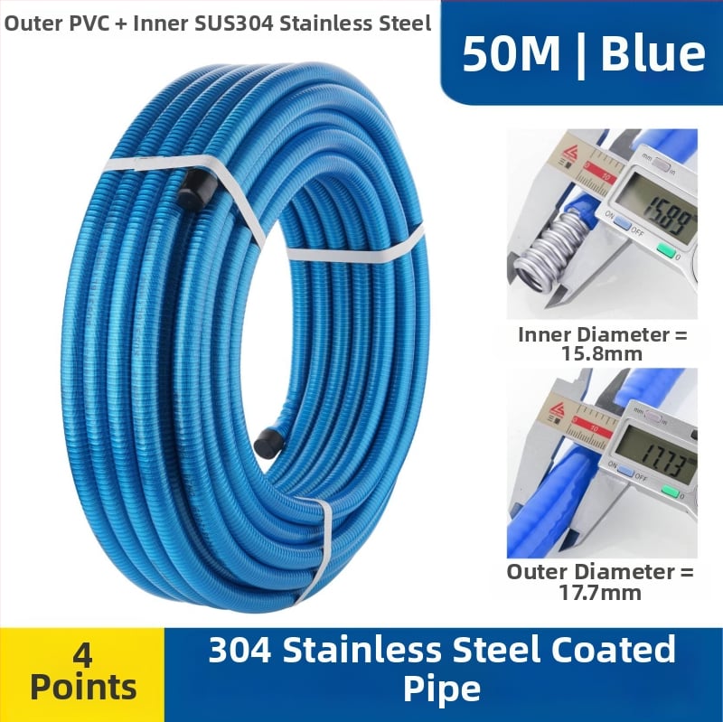 Ανοξείδωτος σωλήνας 304 κυματοειδούς τύπου για ζεστό/κρύο νερό (εγκατάσταση σε σπείρα) — 1.6 MPa, -20…200°C, Lingxuan