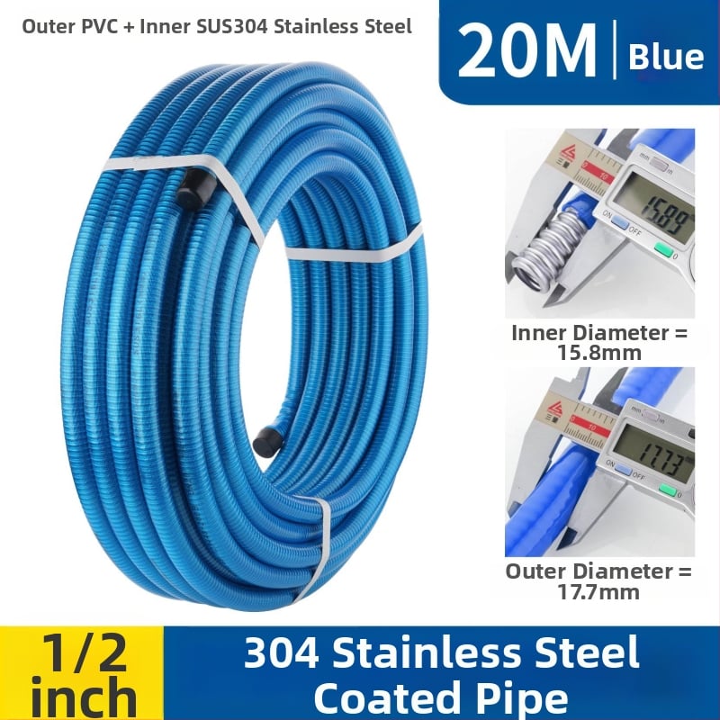 Ανοξείδωτος σωλήνας 304 κυματοειδούς τύπου για ζεστό/κρύο νερό (εγκατάσταση σε σπείρα) — 1.6 MPa, -20…200°C, Lingxuan