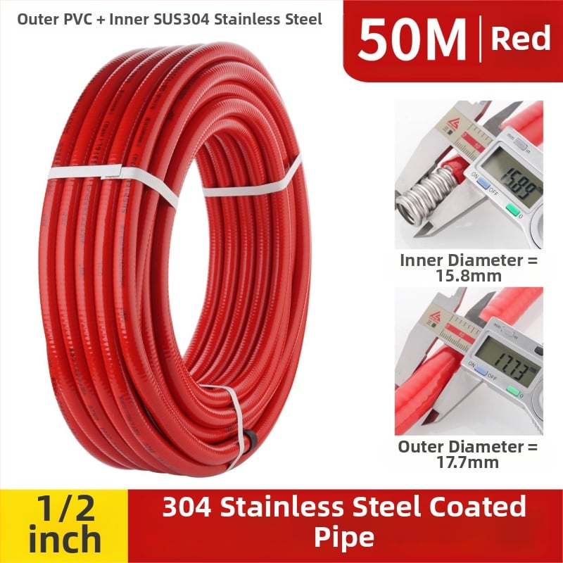 Ανοξείδωτος σωλήνας 304 κυματοειδούς τύπου για ζεστό/κρύο νερό (εγκατάσταση σε σπείρα) — 1.6 MPa, -20…200°C, Lingxuan