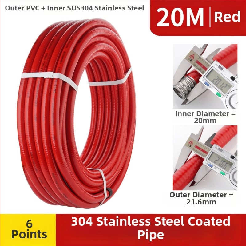 Ανοξείδωτος σωλήνας 304 κυματοειδούς τύπου για ζεστό/κρύο νερό (εγκατάσταση σε σπείρα) — 1.6 MPa, -20…200°C, Lingxuan