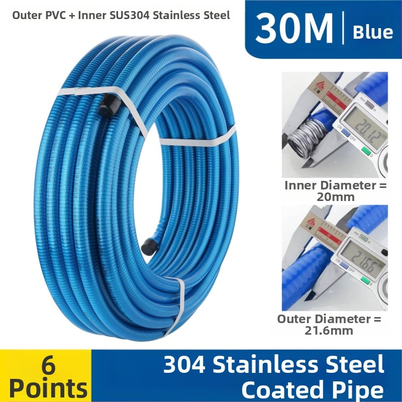 Ανοξείδωτος σωλήνας 304 κυματοειδούς τύπου για ζεστό/κρύο νερό (εγκατάσταση σε σπείρα) — 1.6 MPa, -20…200°C, Lingxuan