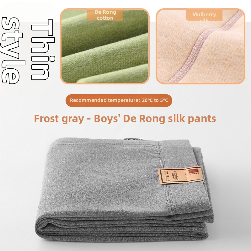 Παιδικά παντελόνια από Mulberry μετάξι για άνοιξη-φθινόπωρο, λεπτά, υψηλή μέση, ελαστική εσωτερική επένδυση από μαλλί βελούδο, ζεστά για αγόρια και κορίτσια (πληροφορίες: κύριο υλικό - Mulberry μετάξι; όνομα υφάσματος - μαλλί; περιεχόμενο κύριου υλικού - 0