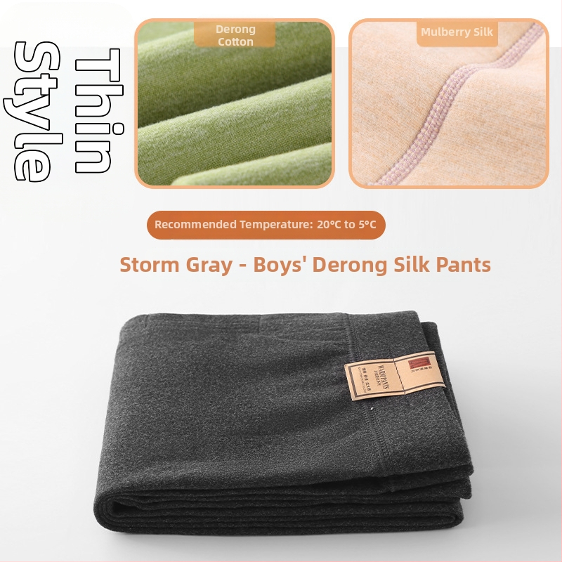 Παιδικά παντελόνια από Mulberry μετάξι για άνοιξη-φθινόπωρο, λεπτά, υψηλή μέση, ελαστική εσωτερική επένδυση από μαλλί βελούδο, ζεστά για αγόρια και κορίτσια (πληροφορίες: κύριο υλικό - Mulberry μετάξι; όνομα υφάσματος - μαλλί; περιεχόμενο κύριου υλικού - 0