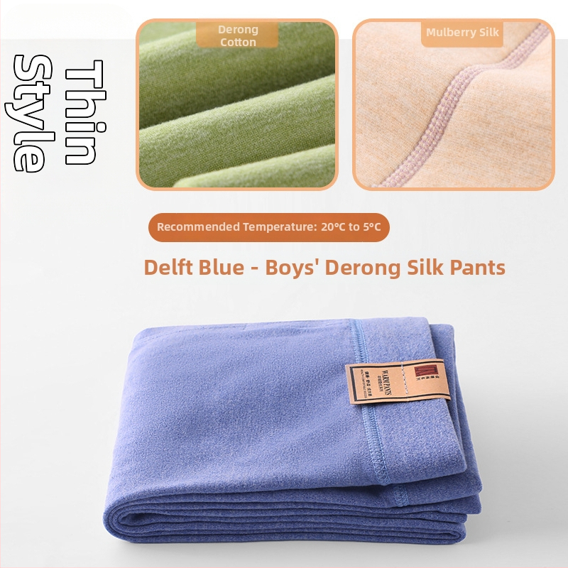 Παιδικά παντελόνια από Mulberry μετάξι για άνοιξη-φθινόπωρο, λεπτά, υψηλή μέση, ελαστική εσωτερική επένδυση από μαλλί βελούδο, ζεστά για αγόρια και κορίτσια (πληροφορίες: κύριο υλικό - Mulberry μετάξι; όνομα υφάσματος - μαλλί; περιεχόμενο κύριου υλικού - 0