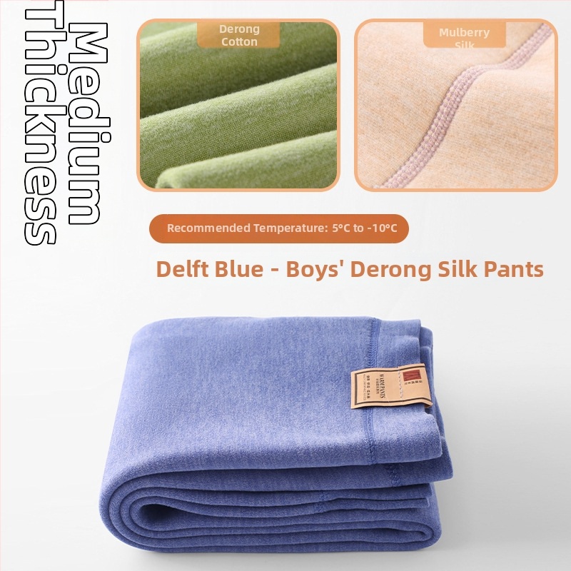 Παιδικά παντελόνια από Mulberry μετάξι για άνοιξη-φθινόπωρο, λεπτά, υψηλή μέση, ελαστική εσωτερική επένδυση από μαλλί βελούδο, ζεστά για αγόρια και κορίτσια (πληροφορίες: κύριο υλικό - Mulberry μετάξι; όνομα υφάσματος - μαλλί; περιεχόμενο κύριου υλικού - 0