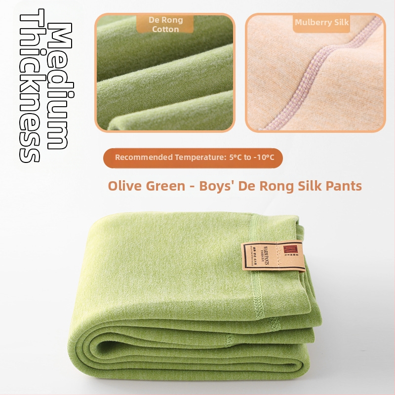 Παιδικά παντελόνια από Mulberry μετάξι για άνοιξη-φθινόπωρο, λεπτά, υψηλή μέση, ελαστική εσωτερική επένδυση από μαλλί βελούδο, ζεστά για αγόρια και κορίτσια (πληροφορίες: κύριο υλικό - Mulberry μετάξι; όνομα υφάσματος - μαλλί; περιεχόμενο κύριου υλικού - 0