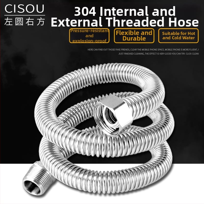 304 ανοξείδωτος εύκαμπτος σωλήνας εισόδου με εσωτερικές και εξωτερικές βίδες για παροχή νερού σε θερμοσίφωνα και WC; 1,6 MPa πίεση, 100°C μέγ. θερμοκρασία