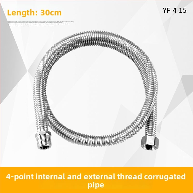 304 ανοξείδωτος εύκαμπτος σωλήνας εισόδου με εσωτερικές και εξωτερικές βίδες για παροχή νερού σε θερμοσίφωνα και WC; 1,6 MPa πίεση, 100°C μέγ. θερμοκρασία