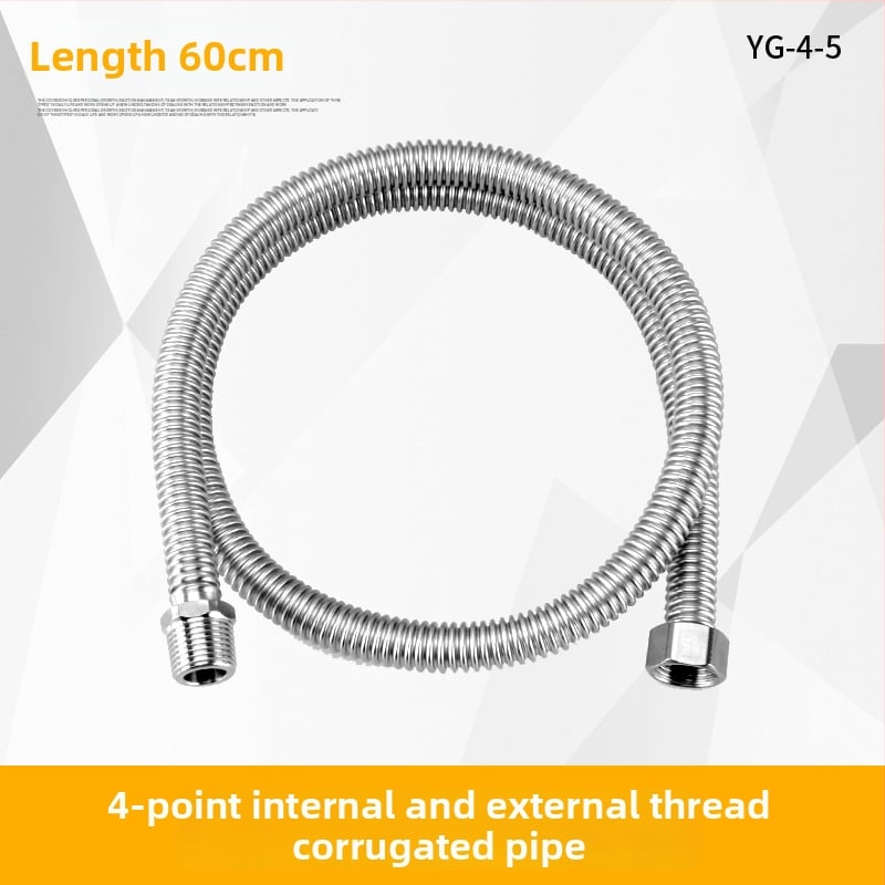 304 ανοξείδωτος εύκαμπτος σωλήνας εισόδου με εσωτερικές και εξωτερικές βίδες για παροχή νερού σε θερμοσίφωνα και WC; 1,6 MPa πίεση, 100°C μέγ. θερμοκρασία