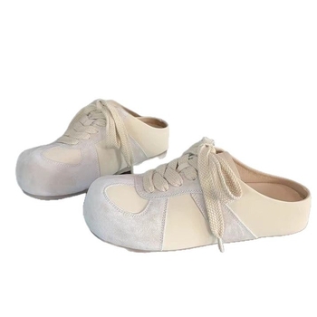 Ženske Baotou slip-on cipele s unutarnjim podizanjem, gornji dio od kravlje nubuk kože, unutrašnjost od prave kože, potplat od gume, zaobljen vrh, korejski stil