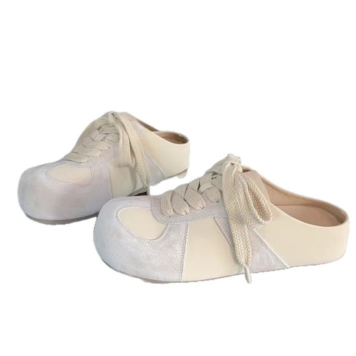 Ženske Baotou slip-on cipele s unutarnjim podizanjem, gornji dio od kravlje nubuk kože, unutrašnjost od prave kože, potplat od gume, zaobljen vrh, korejski stil