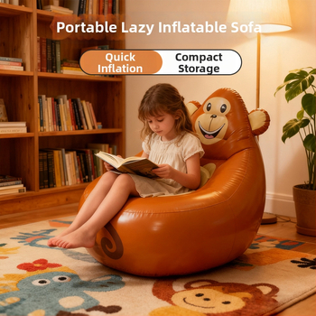 Felfújható kanapé, könnyen hordozható, PVC plüss bevonattal, gyerekeknek, Ktsf modell