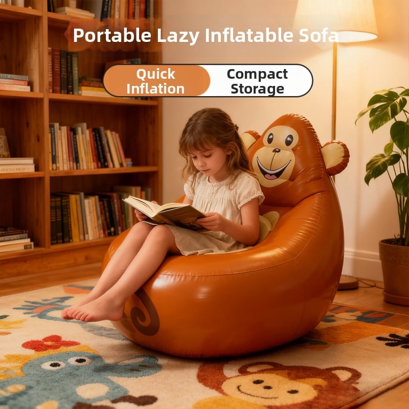 Felfújható kanapé, könnyen hordozható, PVC plüss bevonattal, gyerekeknek, Ktsf modell