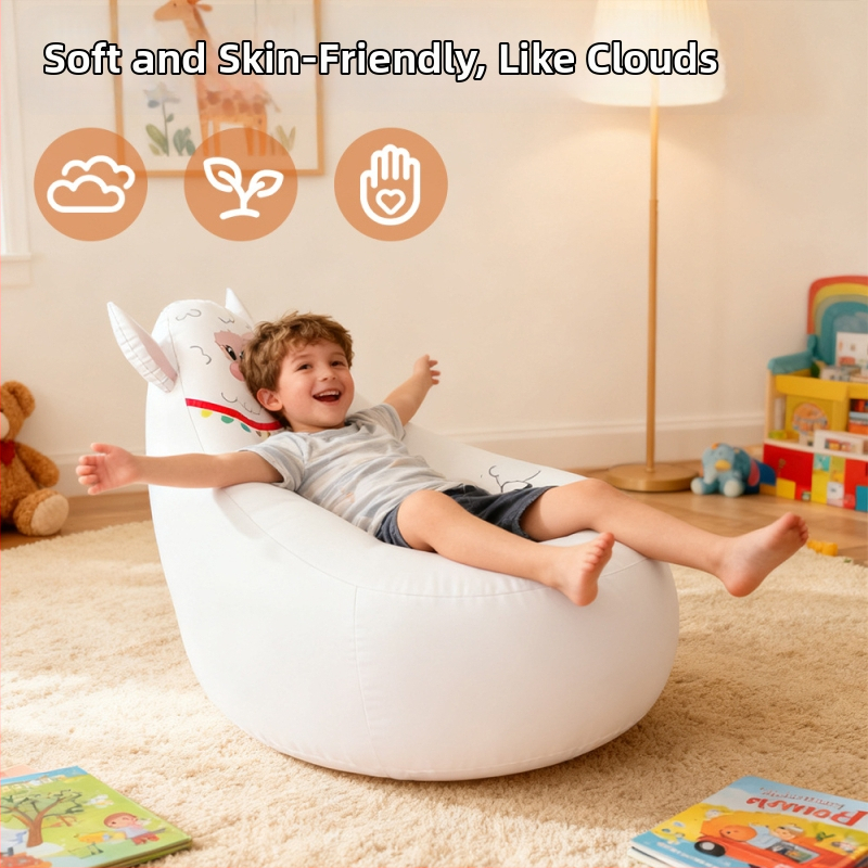 Nafukovacia pohovka, prenosná a ľahká, PVC s chlpatým povrchom, pre deti, model Ktsf