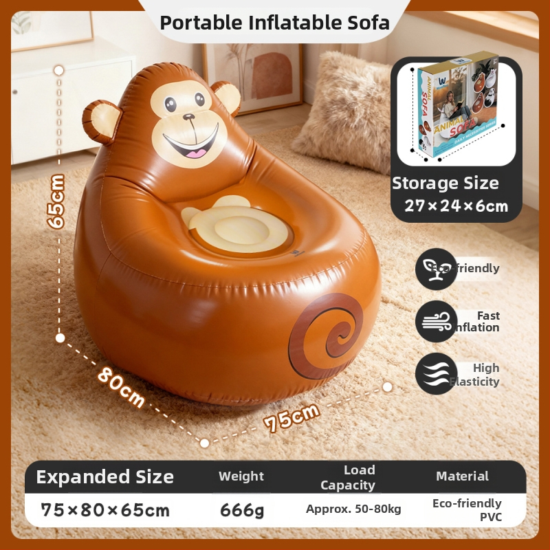 Felfújható kanapé, könnyen hordozható, PVC plüss bevonattal, gyerekeknek, Ktsf modell