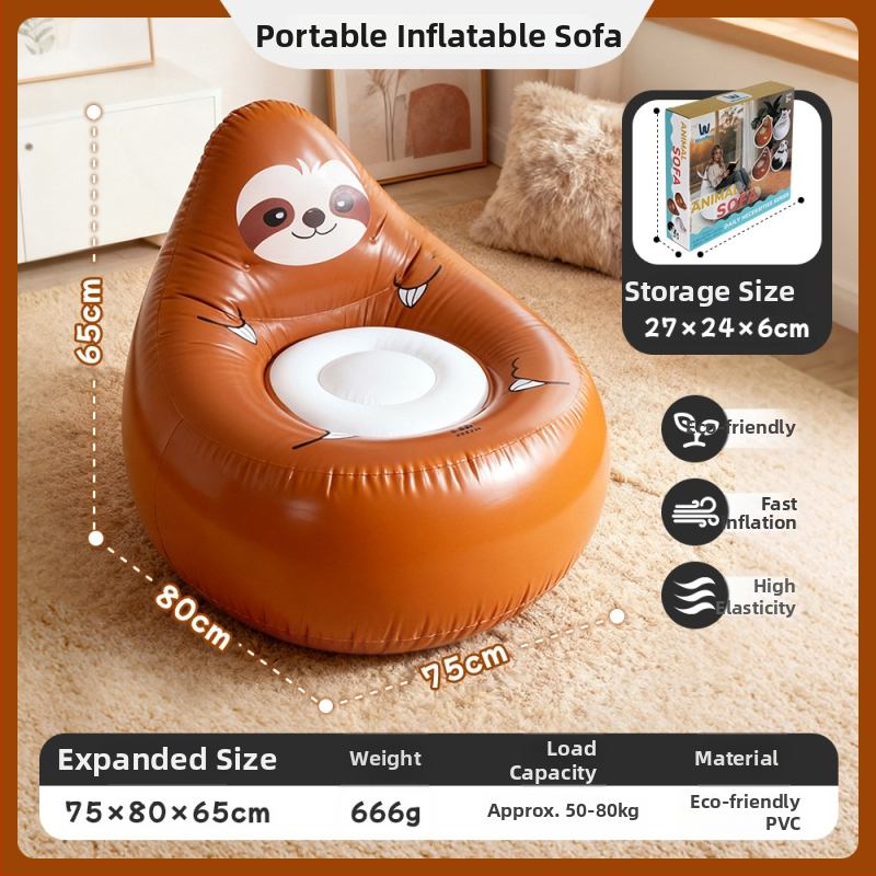 Felfújható kanapé, könnyen hordozható, PVC plüss bevonattal, gyerekeknek, Ktsf modell