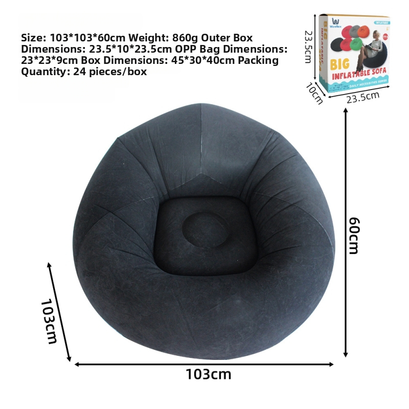 Felfújható kanapé, könnyen hordozható, PVC plüss bevonattal, gyerekeknek, Ktsf modell