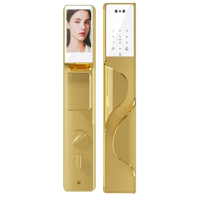 Vízálló okos otthoni elektronikus zár ujjlenyomat-, jelszó- és arcfelismeréssel, távoli hozzáféréssel, modell 8001, Huangpai Muge