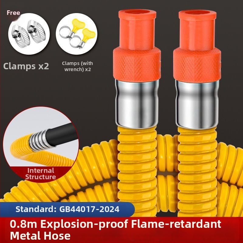 Ανοξείδωτος κυματοειδής σωλήνας αερίου, ανθεκτικός σε εκρήξεις, 304 ανοξείδωτο ατσάλι, θωρακισμένος и παχύτερος σχεδιασμός, CE πιστοποίηση