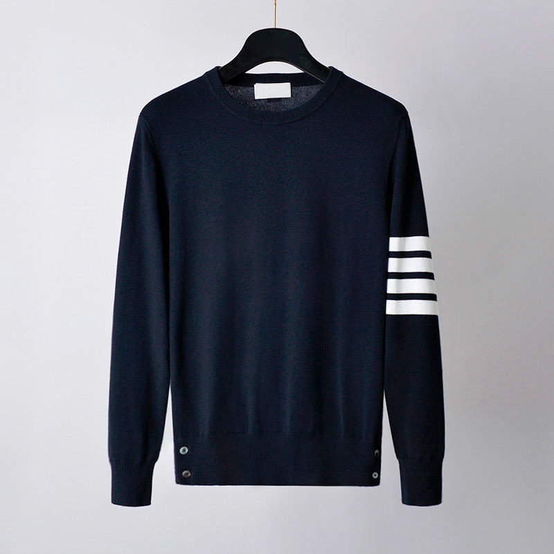 Πλεκτός πουλόβερ για άνδρες και γυναίκες – (100% βαμβάκι, στενή γραμμή, στρογγυλός λαιμός, λεπτό ύφασμα, ριμπ τελείωμα)