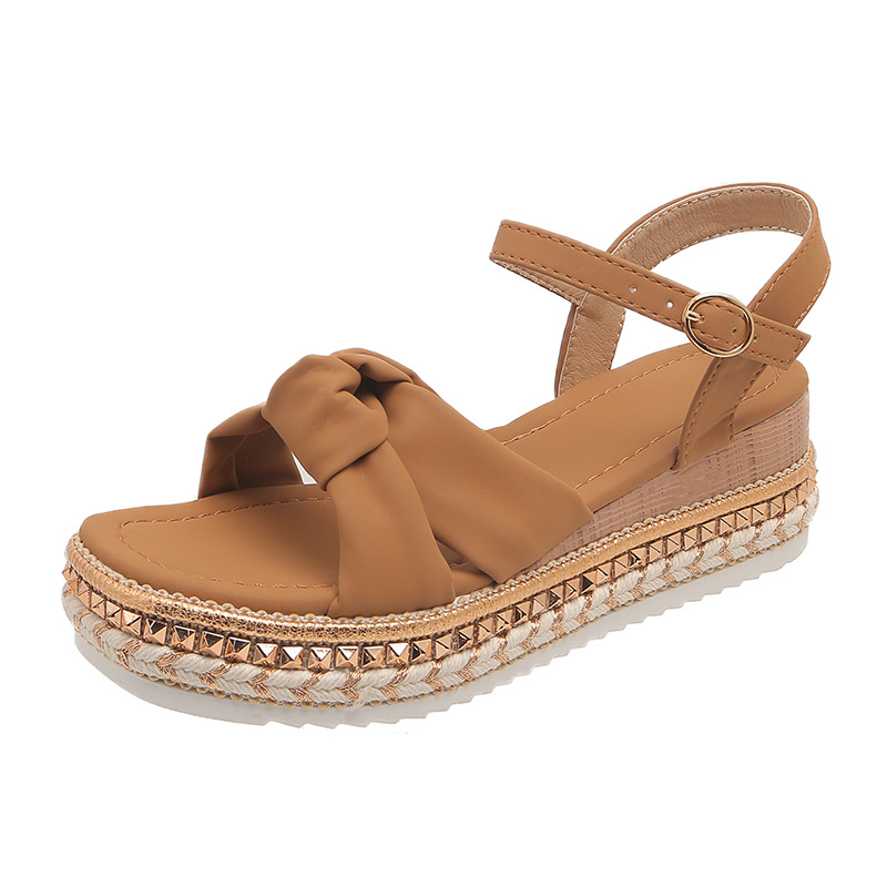Ženske casual sandale s kopčom, PU gornji dio, okrugli vrh, gumeni potplat, ljeto 2024
