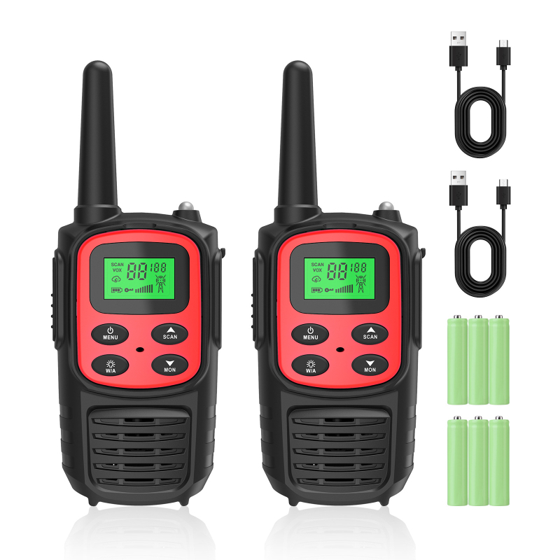 Gyerek Walkie-Talkie: Teljes készülék, 400–470 MHz, 0,5 W, 5–10 km hatótáv, 4,5 V