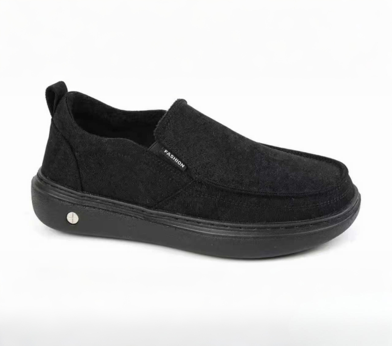 Férfi téli papucs fleece bélésű, pamut felsőrész, EVA talp, vastag kialakítás, Slip-On