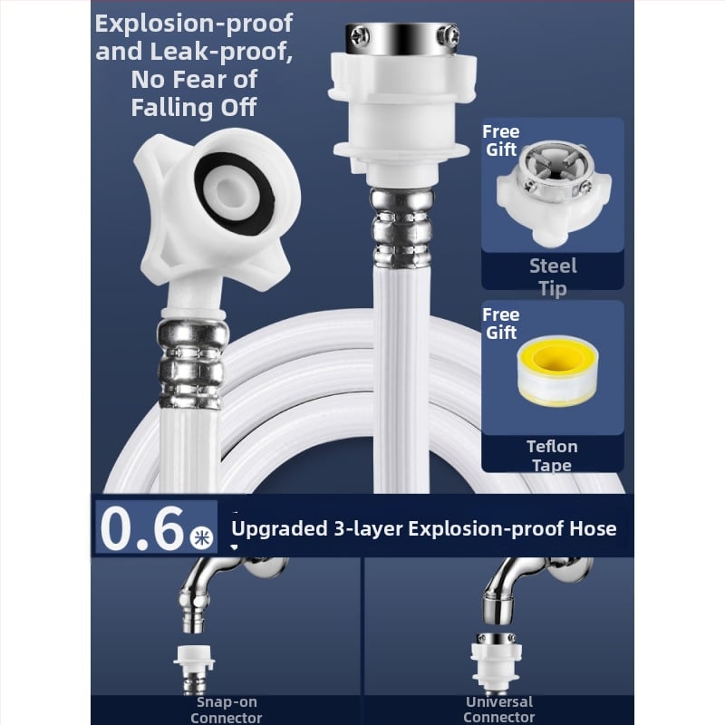 Εκρηξιοπροστατευμένος εκτεταμένος σωλήνας παροχής νερού πλυντηρίου, PVC, μοντέλο 004, φορητή σύνδεση, θερμοκρασία λειτουργίας 180°C