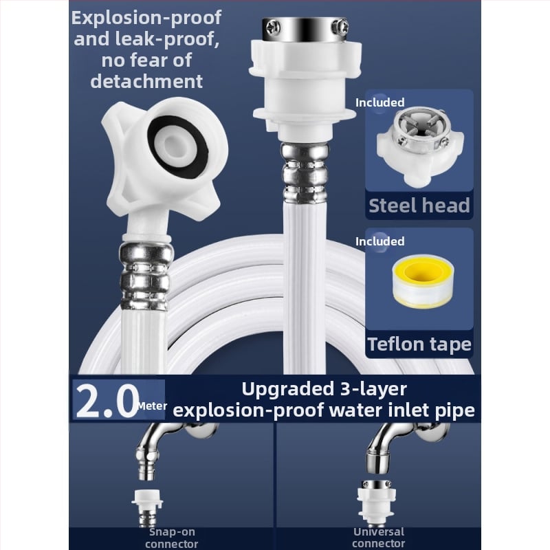 Εκρηξιοπροστατευμένος εκτεταμένος σωλήνας παροχής νερού πλυντηρίου, PVC, μοντέλο 004, φορητή σύνδεση, θερμοκρασία λειτουργίας 180°C