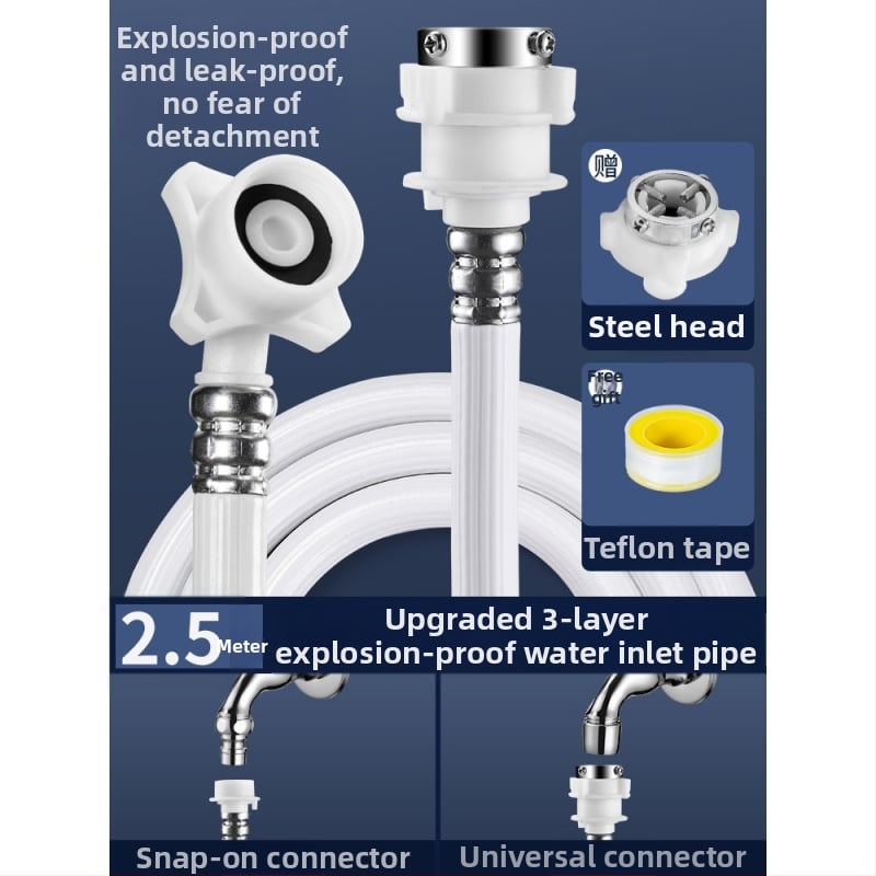 Εκρηξιοπροστατευμένος εκτεταμένος σωλήνας παροχής νερού πλυντηρίου, PVC, μοντέλο 004, φορητή σύνδεση, θερμοκρασία λειτουργίας 180°C