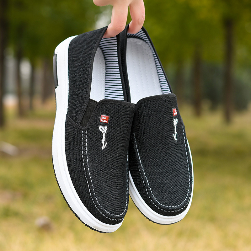 Canvas slip-on tenisice - okrugli vrh, jednostavan ležerni stil, niski potplat 1-3 cm, vulkanizirana potplata