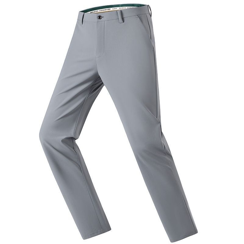 Muške ravne hlače za poslovno casual, visok struk, visoka elastičnost, Milk Silk Nylon materijal, zatvarač, bez glačanja, tanke