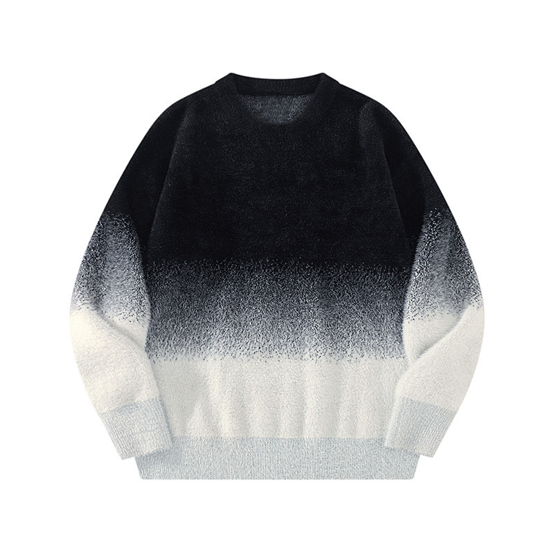 Πλεκτό πουλόβερ σε άνετη γραμμή, στρογγυλός λαιμός, μακριά μανίκια και μοτίβο ζακάρ