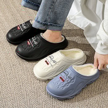 Ανδρικές παντόφλες με επένδυση φλίς από EVA, για εσωτερική χρήση, ζεστές, αδιάβροχες, αντιολισθητικές, με φαρδιά σόλα