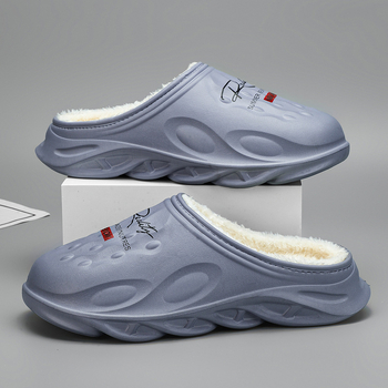 Ανδρικές παντόφλες με επένδυση φλίς από EVA, για εσωτερική χρήση, ζεστές, αδιάβροχες, αντιολισθητικές, με φαρδιά σόλα