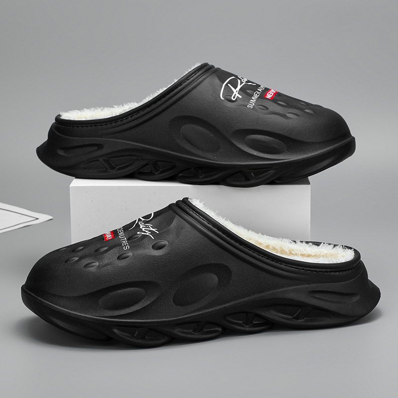 Ανδρικές παντόφλες με επένδυση φλίς από EVA, για εσωτερική χρήση, ζεστές, αδιάβροχες, αντιολισθητικές, με φαρδιά σόλα