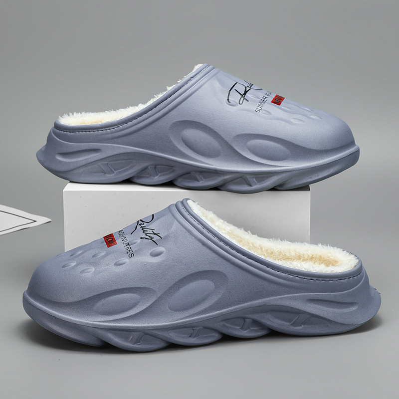 Ανδρικές παντόφλες με επένδυση φλίς από EVA, για εσωτερική χρήση, ζεστές, αδιάβροχες, αντιολισθητικές, με φαρδιά σόλα