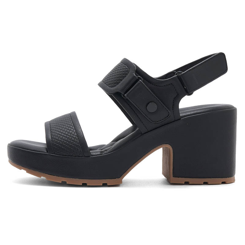 Skoto sandale s širokim remenima – PU gornji dio, TPR đon, Velcro zatvarač, 6–8 cm debeli štikla, zaobljeni vrh