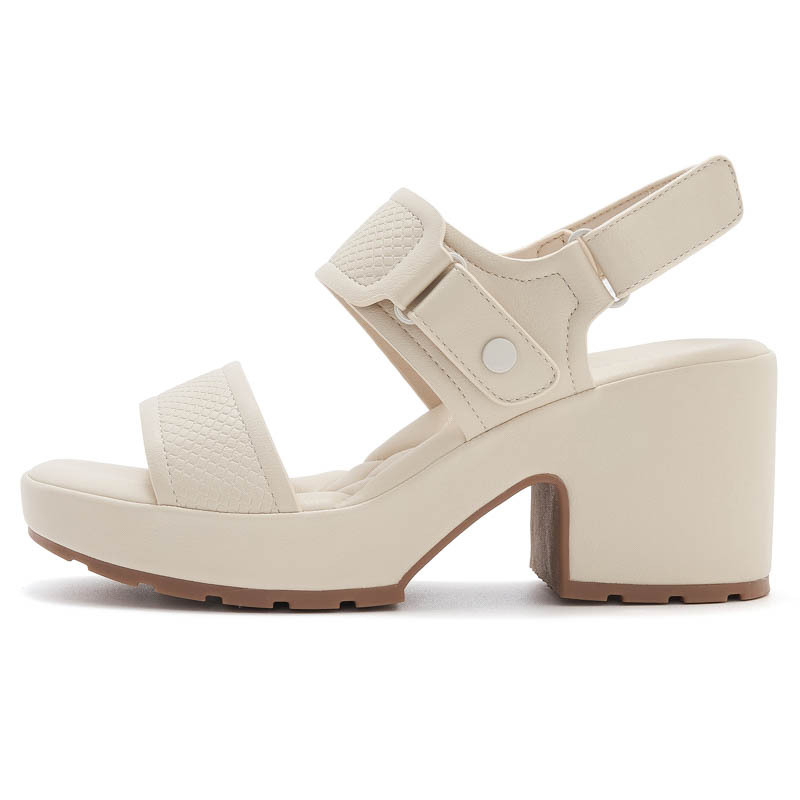 Skoto sandale s širokim remenima – PU gornji dio, TPR đon, Velcro zatvarač, 6–8 cm debeli štikla, zaobljeni vrh