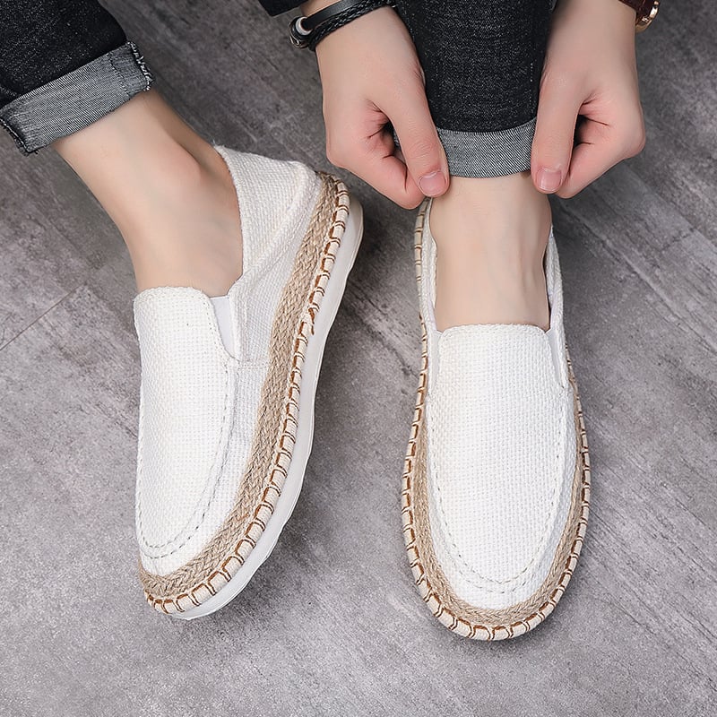 Muške platnene slip-on tenisice – prozračne, za ljeto i proljeće, bez vezica, okrugla vrh, plastična potplata