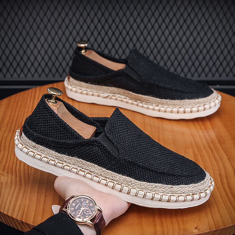 Muške platnene slip-on tenisice – prozračne, za ljeto i proljeće, bez vezica, okrugla vrh, plastična potplata