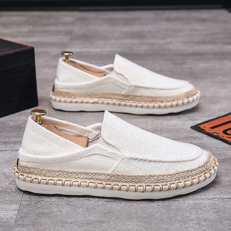 Muške platnene slip-on tenisice – prozračne, za ljeto i proljeće, bez vezica, okrugla vrh, plastična potplata