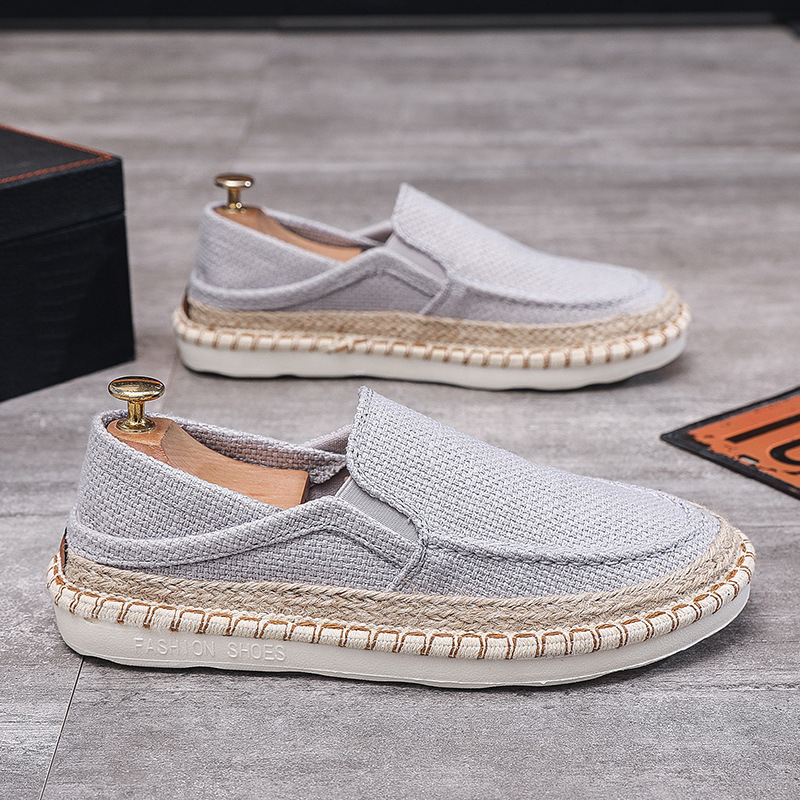 Muške platnene slip-on tenisice – prozračne, za ljeto i proljeće, bez vezica, okrugla vrh, plastična potplata