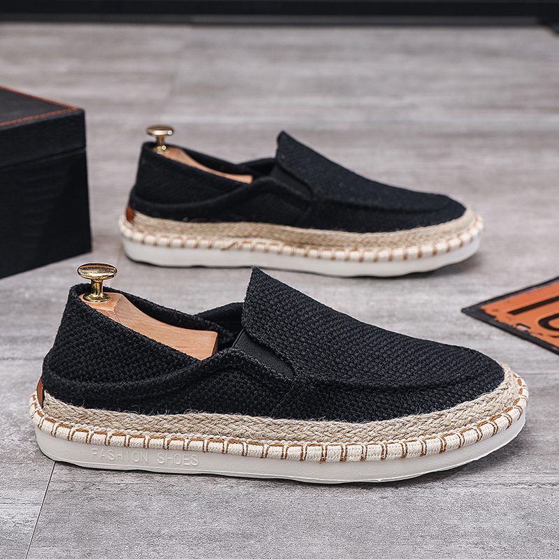 Muške platnene slip-on tenisice – prozračne, za ljeto i proljeće, bez vezica, okrugla vrh, plastična potplata