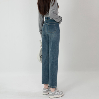Traperice visokog struka, ravnog kroja, dužina 9/10, denim pamuk, proljeće 2025.